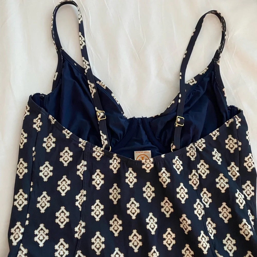 Tory Burch Navy and White One-Piece Swimsuit